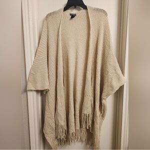 Steve Madden Cream Knit Fringe Poncho